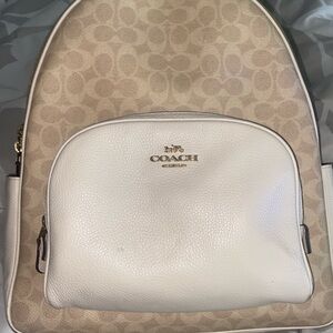 Coach Tan and White Signature Backpack
